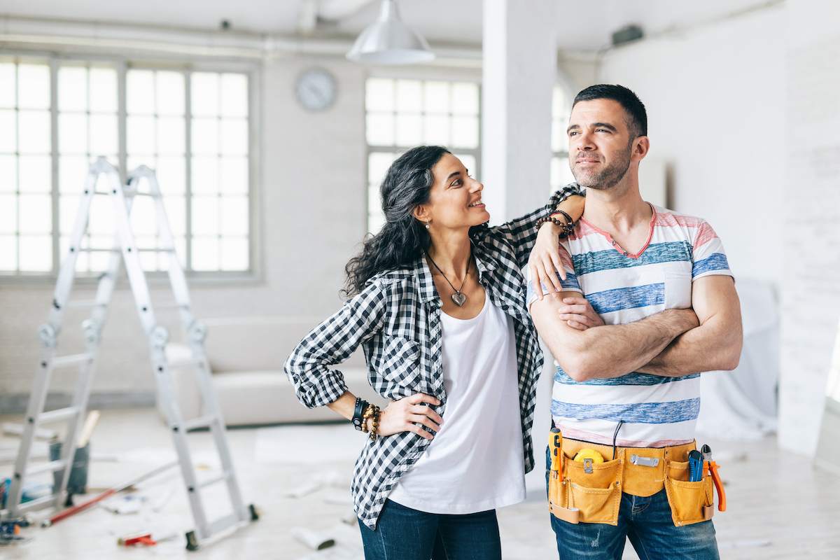 Home owners pause during renovations.