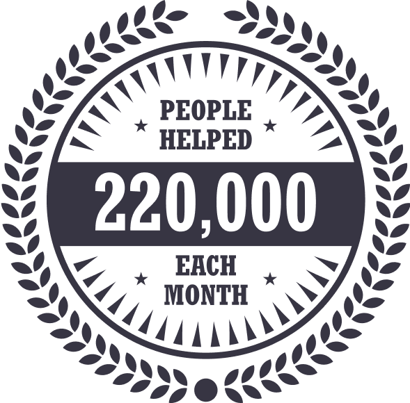 220,000 people helped each month